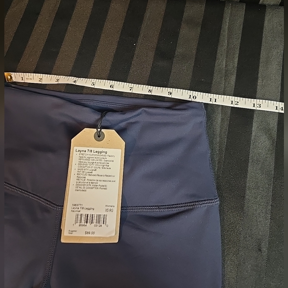 prAna Layna 7/8 Leggings Size XS Fits 0-2 Nautical Blue High Waist Stretch - Picture 5 of 9